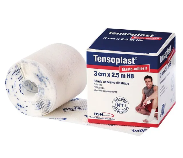 Rouleau de bande de contention adhésive élastique Tensoplast 3 cm x 2,5 m