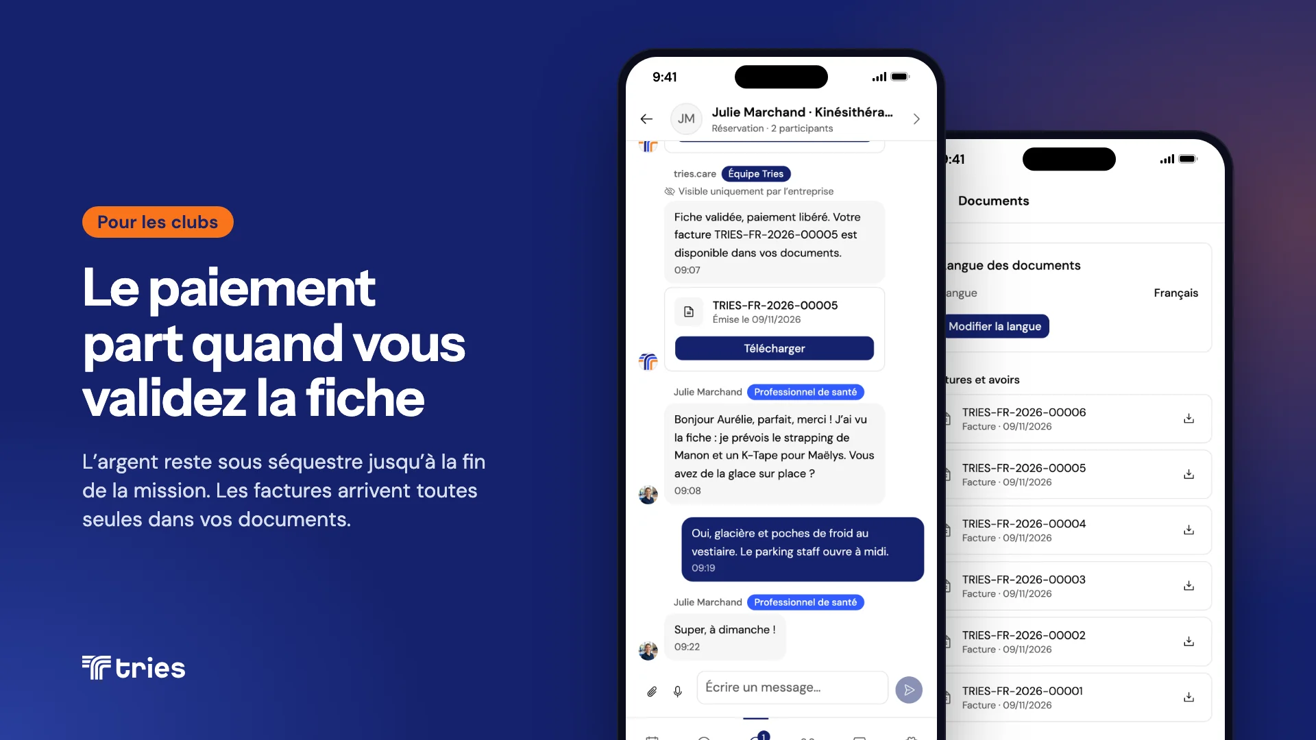 Le paiement part quand le club valide la fiche